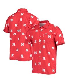 Мужская рубашка scarlet nebraska huskers super slack tide omni-shade на пуговицах Columbia