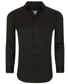 Мужская однотонная облегающая рубашка без морщин с длинным рукавом и длинными рукавами на пуговицах Suslo Couture, черный