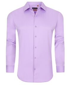 Мужская однотонная облегающая рубашка без морщин с длинным рукавом и длинными рукавами на пуговицах Suslo Couture, светло-фиолетовый