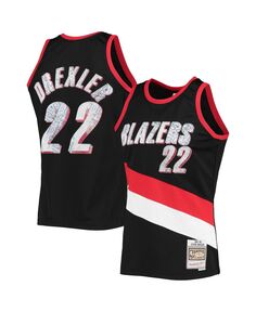 Мужские черные блейзеры clyde drexler portland trail blazers 1991-92 hardwood classics 75th anniversary diamond swingman jersey Mitchell &amp; Ness, черный