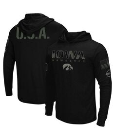 Мужская черная футболка с длинным рукавом с капюшоном iowa hawkeyes oht в стиле милитари Colosseum, черный