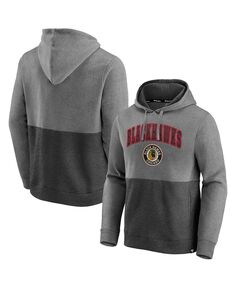 Мужская фирменная меланжево-серая, черная толстовка с капюшоном chicago blackhawks block party classic arch signature pullover Fanatics, мульти