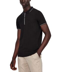 Мужская рубашка-поло с логотипом на планке A|X Armani Exchange, черный