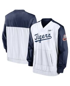 Мужской темно-сине-белый пуловер detroit tigers cooperstown collection с v-образным вырезом Nike, мульти
