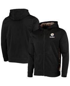 Мужская черная толстовка с капюшоном realtree camo pittsburgh steelers decoy tech fleece с молнией во всю длину Dunbrooke, мульти