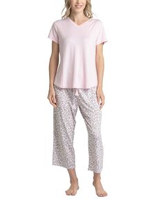 Женские 3-шт. пижамный комплект из футболки, брюк и шорт Muk Luks, мульти