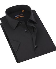 Мужская приталенная рубашка с короткими рукавами и однотонной рубашкой на пуговицах Suslo Couture, черный