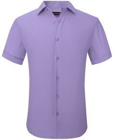 Мужская приталенная рубашка с короткими рукавами и однотонной рубашкой на пуговицах Suslo Couture, светло-фиолетовый