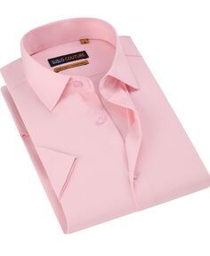 Мужская приталенная рубашка с короткими рукавами и однотонной рубашкой на пуговицах Suslo Couture, розовый