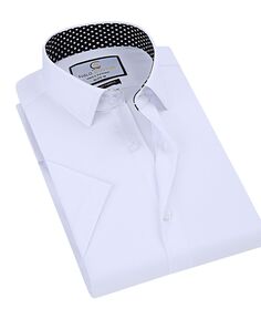 Мужская приталенная рубашка с короткими рукавами и однотонной рубашкой на пуговицах Suslo Couture, белый