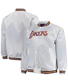 Мужская белая атласная куртка los angeles lakers big and tall hardwood classics raglan full-snap Mitchell &amp; Ness, белый