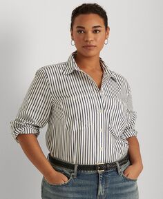 Рубашка на пуговицах в полоску больших размеров Lauren Ralph Lauren, мульти