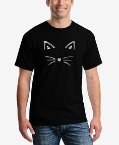 Мужская футболка с надписью word art whiskers LA Pop Art, черный