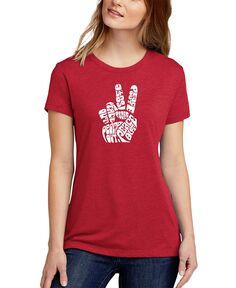 Женская футболка premium blend word art peace out LA Pop Art, красный