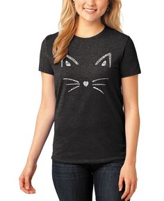 Женская футболка премиум-класса с надписью word art whiskers LA Pop Art, черный