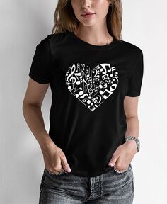 Женская футболка word art с нотами сердца LA Pop Art, черный