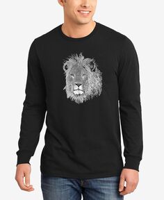 Мужская футболка со львом и надписью word art с длинным рукавом LA Pop Art, черный