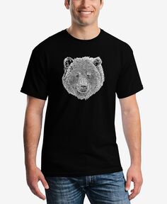 Мужская футболка с надписью word art bear face LA Pop Art, черный