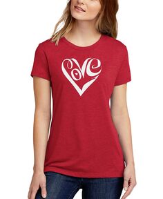 Женская футболка premium blend word art script love heart LA Pop Art, красный