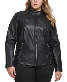 Женская байкерская куртка больших размеров из искусственной кожи GUESS, черный