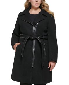 Женское пальто больших размеров с асимметричным кроем и молнией GUESS, черный