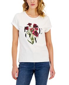 Женская футболка с рисунком love rolled cuff, созданная для macy&apos;s INC International Concepts, мульти