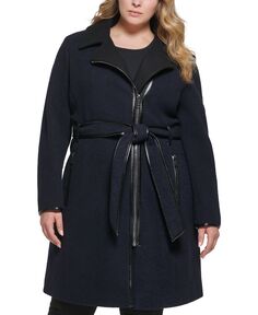 Женское пальто больших размеров с асимметричным кроем и молнией GUESS, синий
