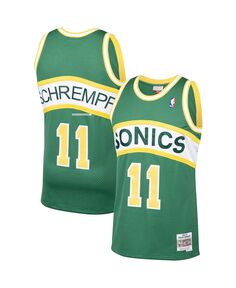 Мужская футболка detlef schrempf green seattle supersonics 1994-95 hardwood classics swingman player jersey Mitchell &amp; Ness, зеленый