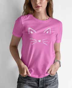 Женская футболка с надписью word art whiskers LA Pop Art, розовый