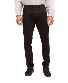 Мужские современные джинсы в полоску с брызгами RON TOMSON, черный