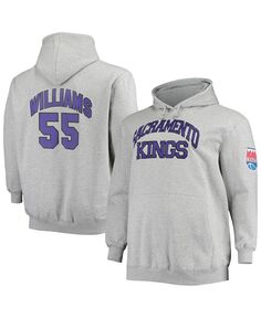 Мужская толстовка с капюшоном jason williams heather grey sacramento kings big and tall с именем и номером Mitchell &amp; Ness, мульти