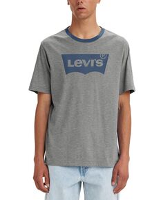 Мужская футболка свободного кроя с контрастным круглым вырезом и графическим логотипом Levi&apos;s, мульти Levis