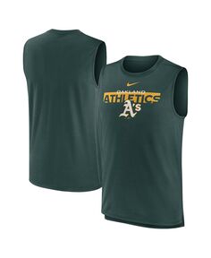 Мужская зеленая майка oakland athletics knockout stack exceed performance muscle Nike, зеленый