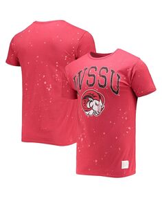 Мужская красная футболка winston-salem state rams bleach splatter Original Retro Brand, красный