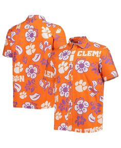 Мужская оранжевая рубашка clemson tigers с цветочным принтом на пуговицах Wes &amp; Willy