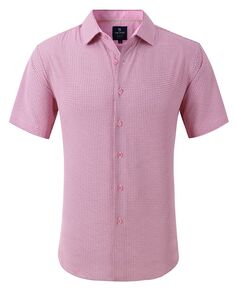 Мужская классическая рубашка slim fit с коротким рукавом на пуговицах Tom Baine, розовый