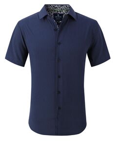 Мужская классическая рубашка slim fit с коротким рукавом на пуговицах Tom Baine, темно-синий