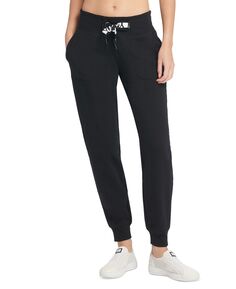Женские брюки-джоггеры с логотипом и кулиской DKNY, черный