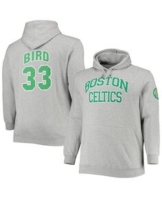 Мужская толстовка с капюшоном larry bird heathered grey boston celtics big and tall с именем и номером Mitchell &amp; Ness, мульти