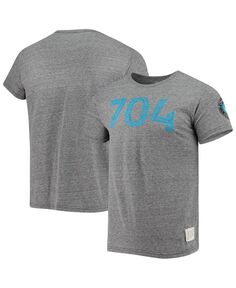 Мужская футболка с меланжевым покрытием серого цвета charlotte fc area code tri-blend Original Retro Brand, мульти
