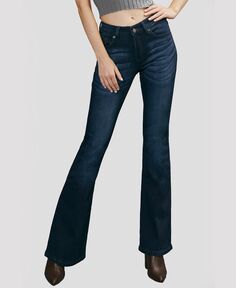 Женские расклешенные джинсы со средней посадкой Kancan, темно-синий