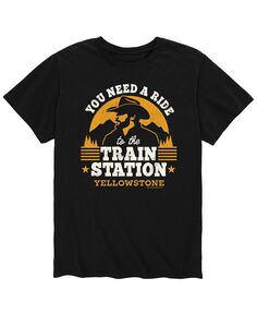 Мужская футболка с надписью «железнодорожный вокзал йеллоустона» AIRWAVES, черный