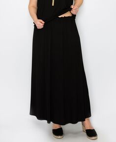 Длинные юбки с эластичной резинкой на талии больших размеров COIN 1804, черный