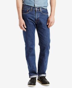 Джинсы Levi&apos;s Men&apos;s 505 Regular Straight Fit Non-Stretch, синий Levis