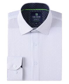 Мужская классическая рубашка slim fit с длинным рукавом и геометрическим рисунком Tom Baine, белый