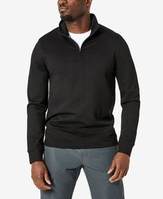 Мужской вязаный пуловер узкого кроя с молнией на четверть Kenneth Cole, черный