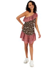 Женское асимметричное платье с оборками на одно плечо, созданное для macy&apos;s Bar III, мульти
