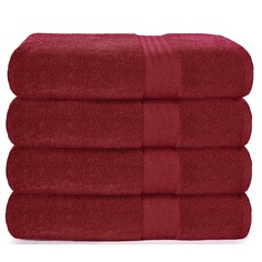 Набор банных полотенец Glamburg Premium Cotton, 4 предмета, бордовый