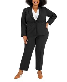 Женский брючный костюм с пиджаком и лацканами с зубчатыми лацканами Le Suit, черный