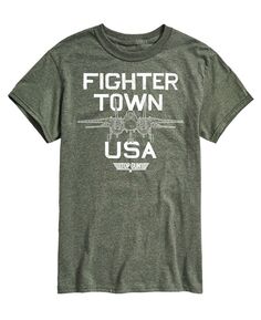 Мужская футболка с принтом top gun fighter town AIRWAVES, зеленый